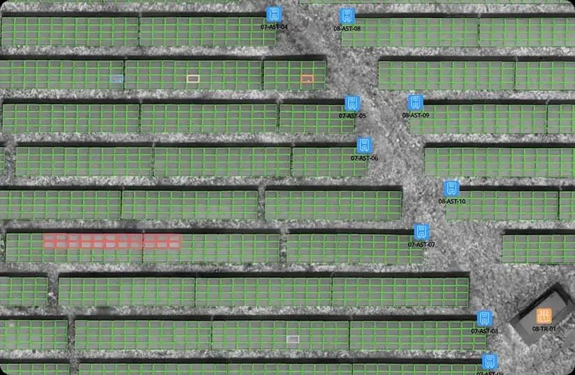 AI thermographic analysis detecting faulty solar panels at module level AI thermographic analysis detecting faulty solar panels at module level