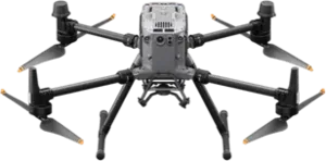 Front view of a DJI Matrice 350 RTK drone with landing gear