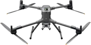 Front view of a DJI Matrice 400 RTK drone with landing gear