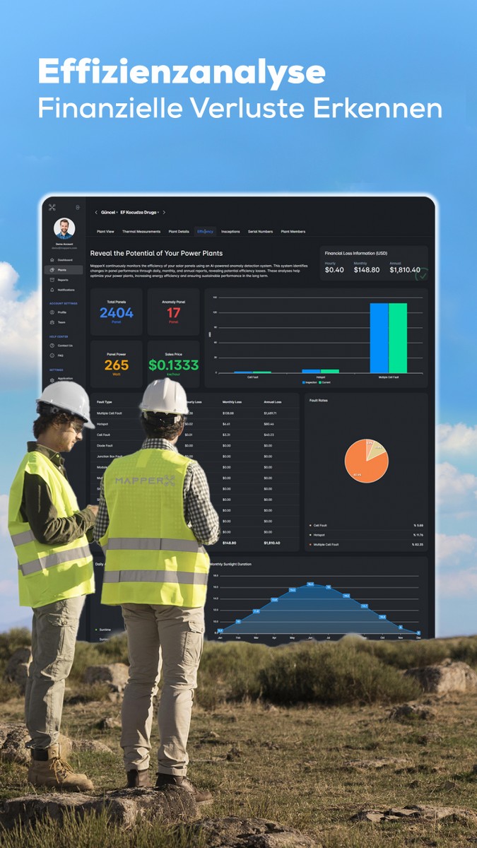Inspektions- und KI-Software für Solarparks MapperX 4 effizienzanalyse finanzielle verluste erkennen@2x
