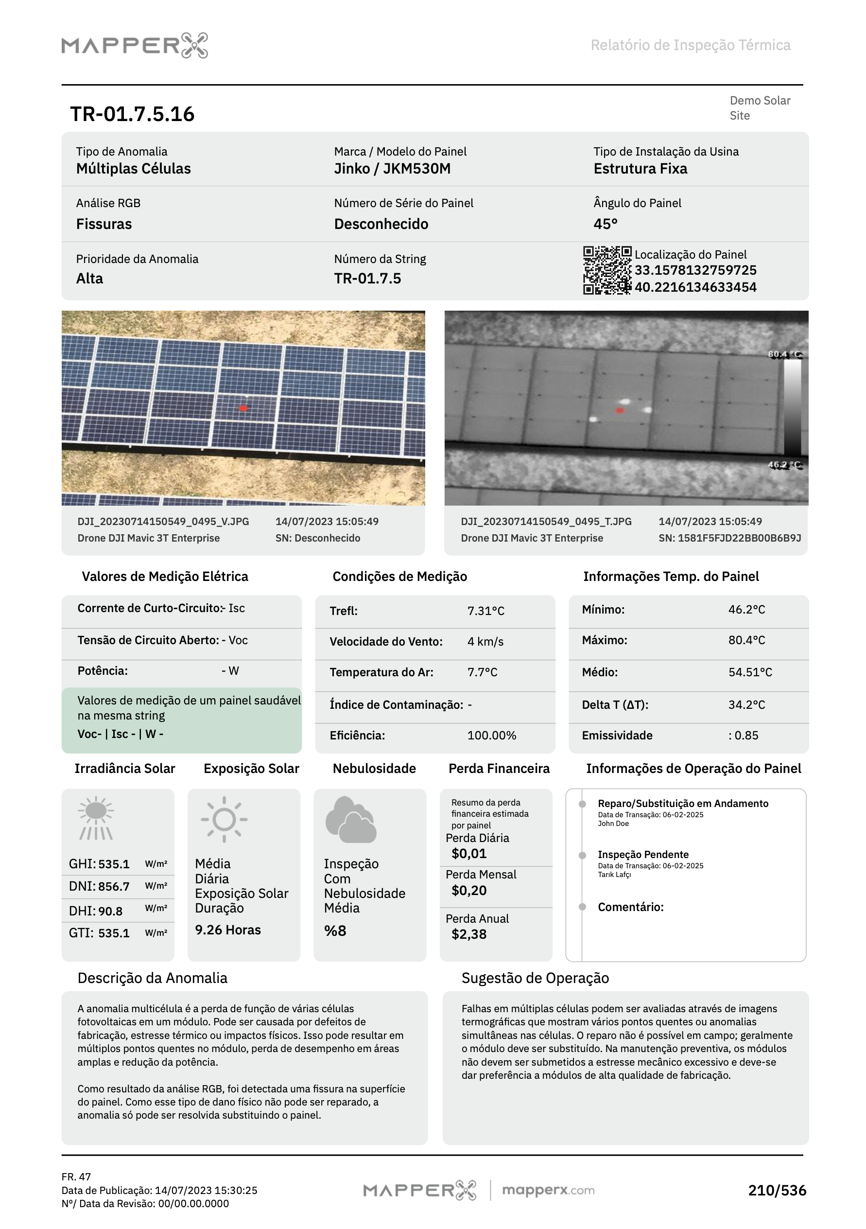 Exemplo de Relatório MapperX – Página 5: Classificação de Anomalias e Tipologia de Falhas