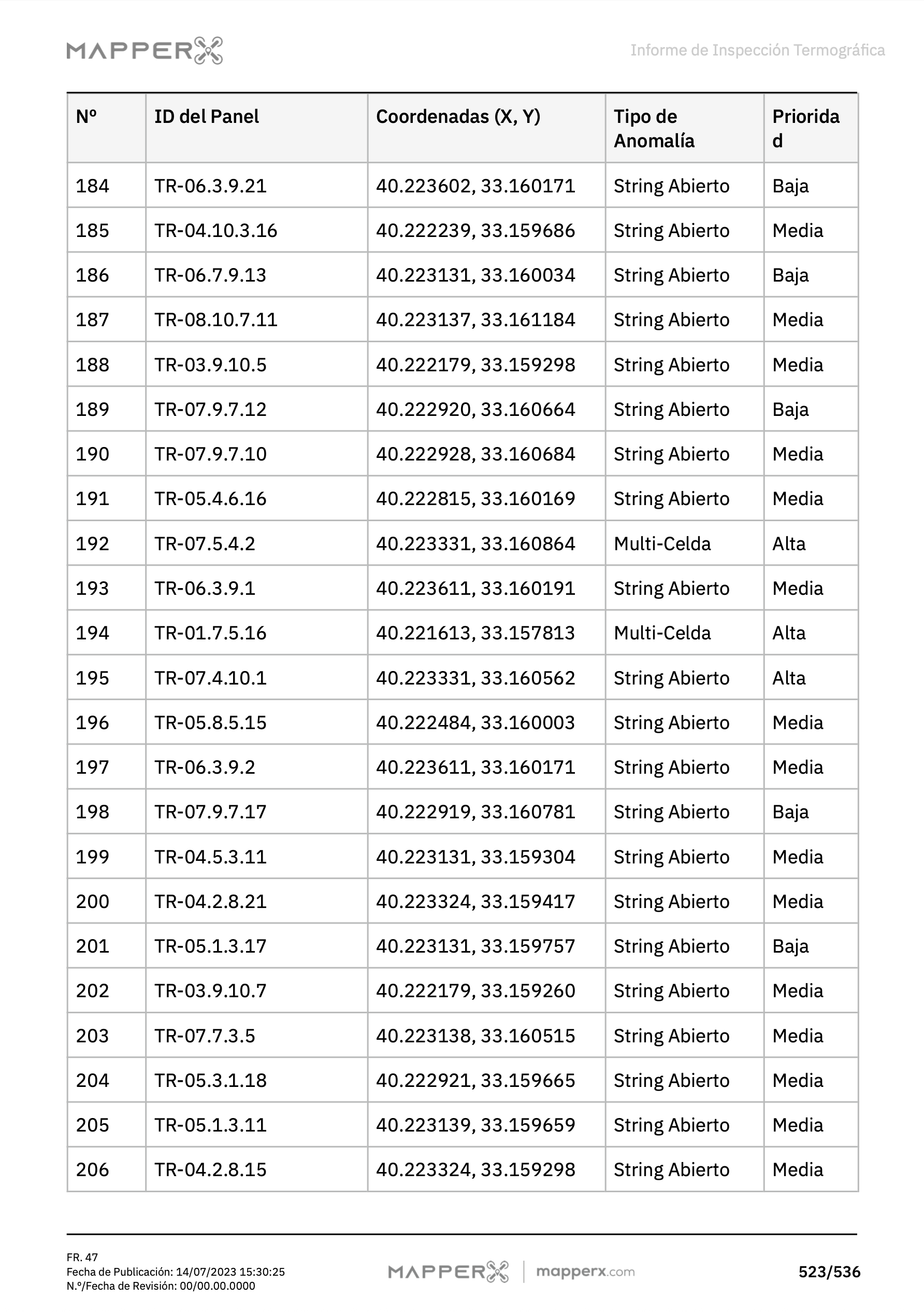 Página 6 - Evaluación de rendimiento y ficha detallada del panel
